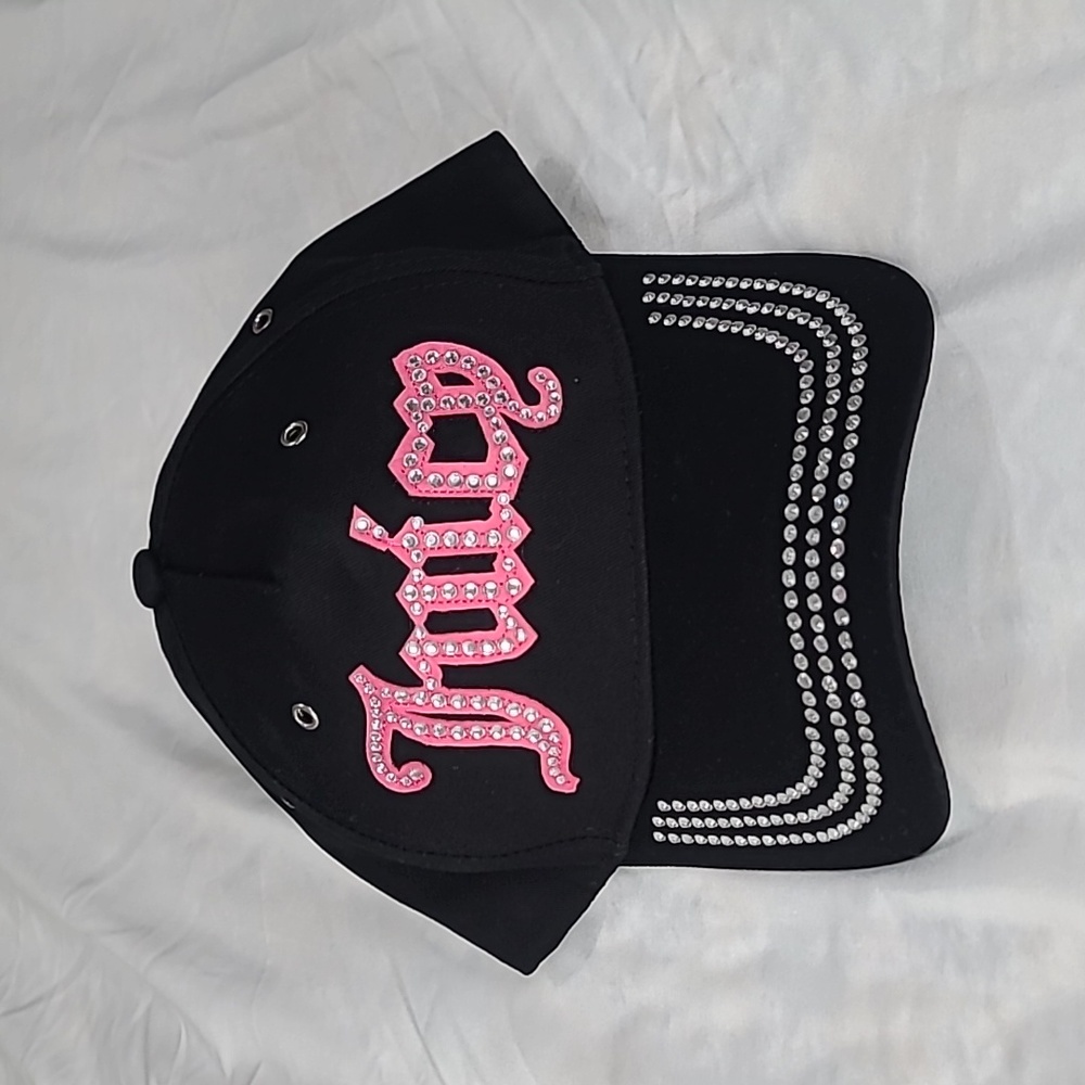 Juicy Couture Pink Black Jeweled Hat